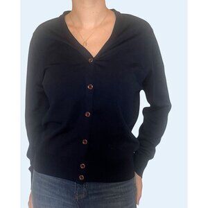 Vintage GIVENCHY Navy Blue Cardigan Sweater Top Blouse Shirt Sz Sm